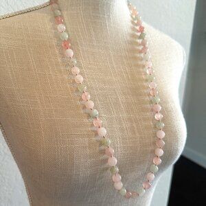 Morganite Hand Tied Beaded Necklace
